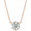 1/3 CT Natural Diamond Solitaire Necklace in 14k rose gold