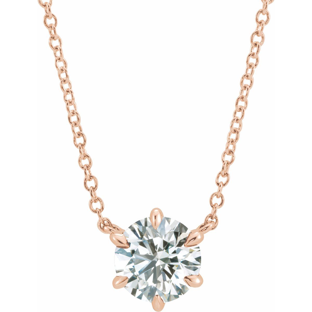 1/3 CT Natural Diamond Solitaire Necklace in 14k rose gold