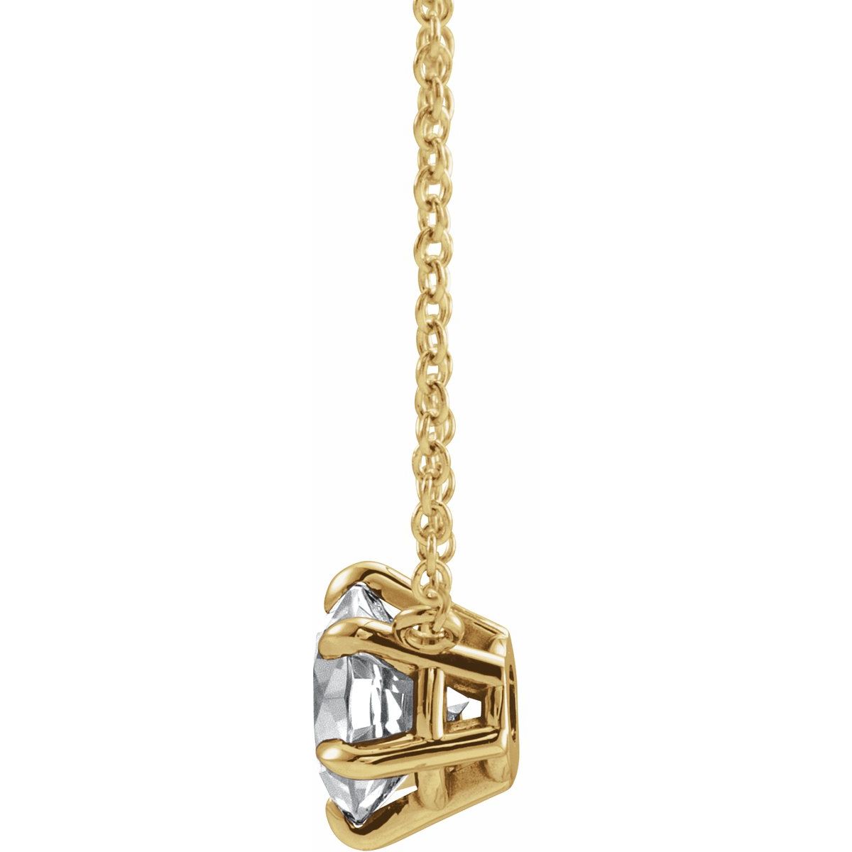 1/2 CT Natural Diamond Solitaire Necklace in 14k yellow gold