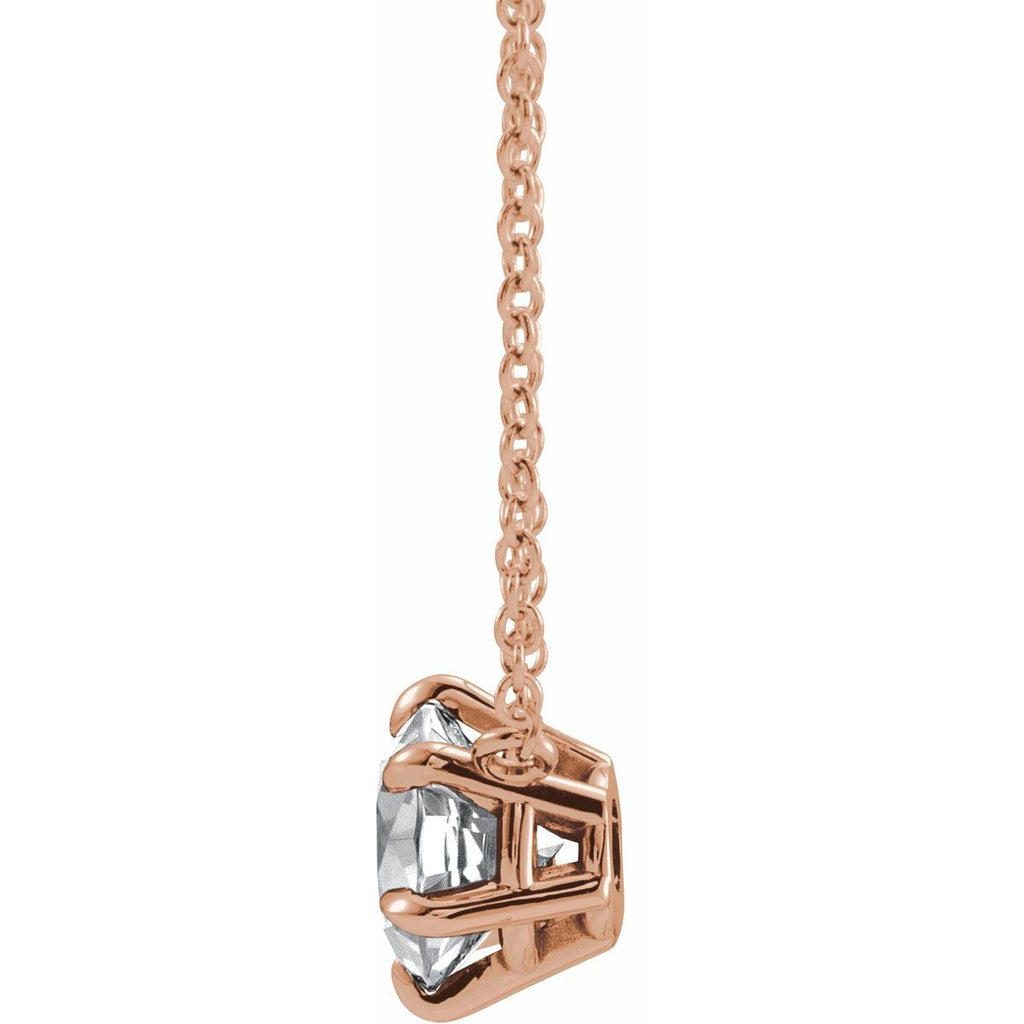 1/3 CT Natural Diamond Solitaire Necklace in 14k rose gold