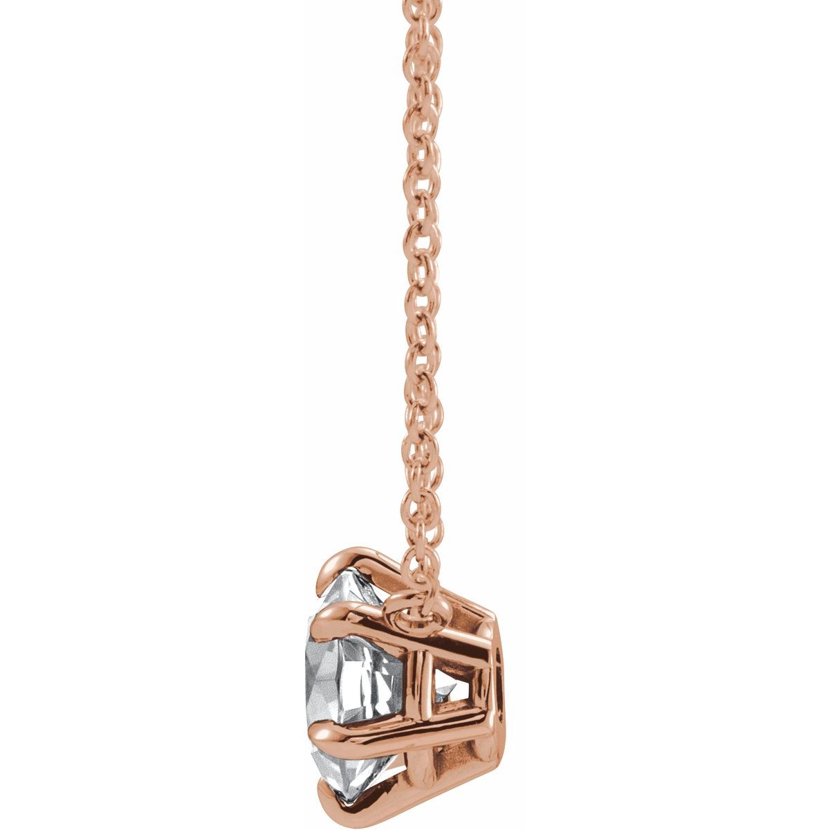 1/3 CT Natural Diamond Solitaire Necklace in 14k rose gold