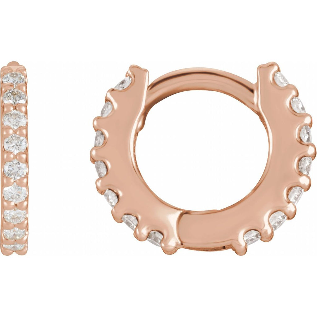 .07 CTW Natural Diamond 8 mm Hoop Earring in 14k rose gold