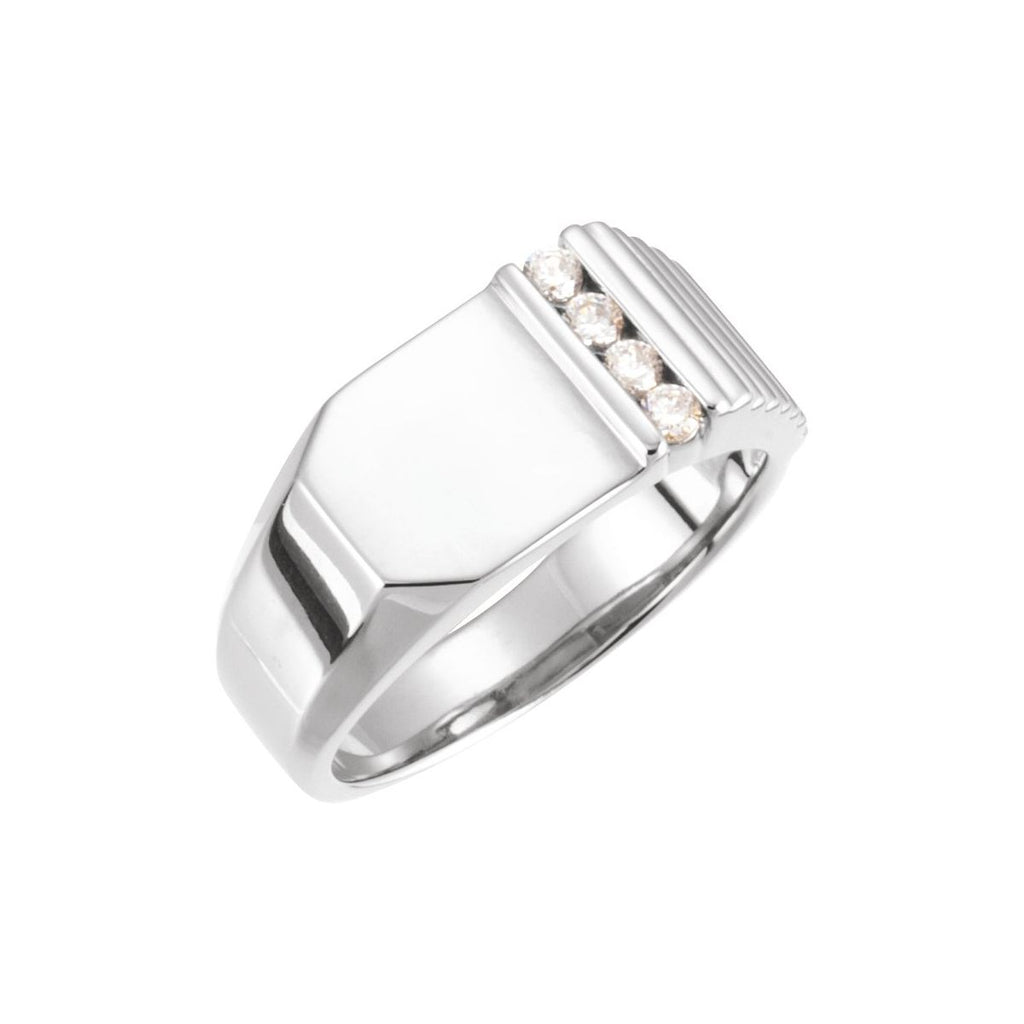 1/5 CTW Natural Diamond Ring 1/5 CTW Natural Diamond 10.5x10 mm Geometric Signet Ring in platinum