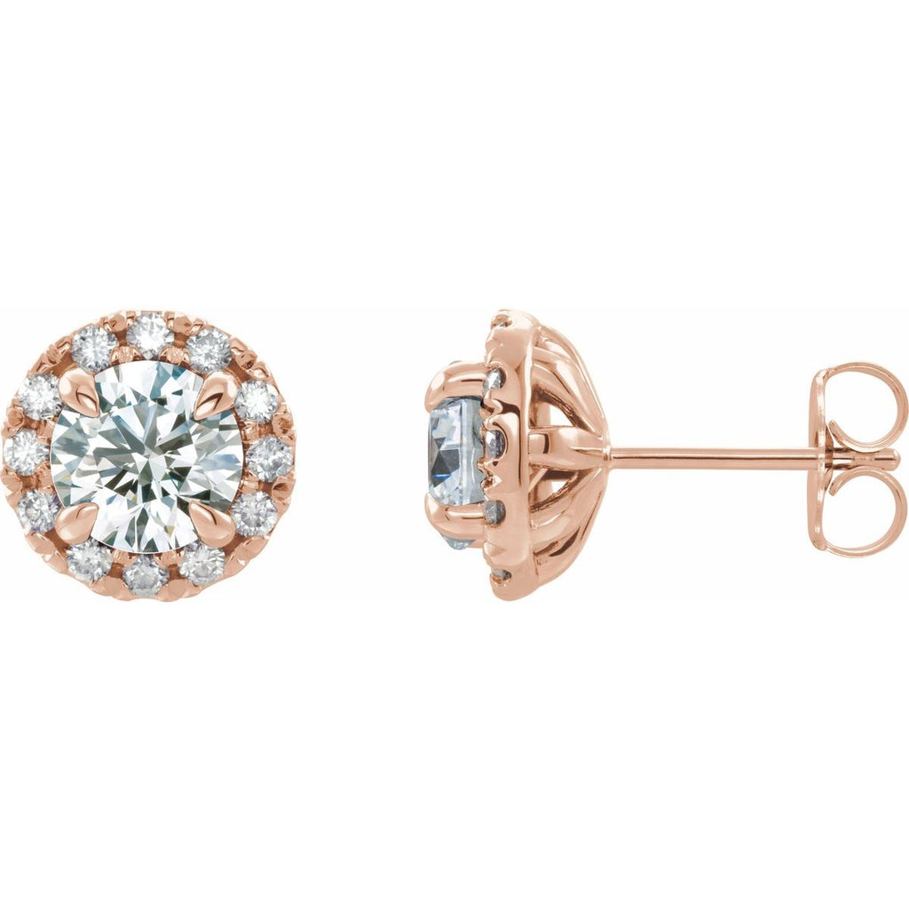 1 1/5 CTW Natural Diamond Halo-Style Earrings in 14k rose gold