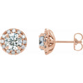 1 1/5 CTW Natural Diamond Halo-Style Earrings in 14k rose gold