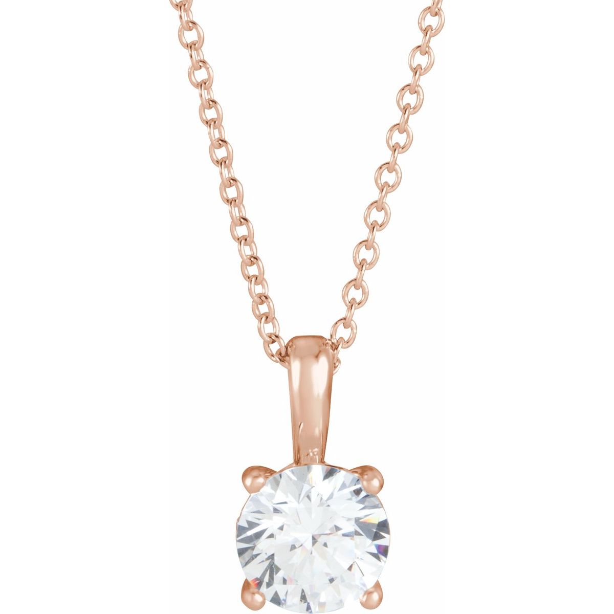 1/2 CT Natural Diamond Necklace in 14k rose gold