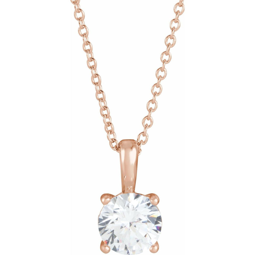 1/4 CT Natural Diamond Necklace in 14k rose gold