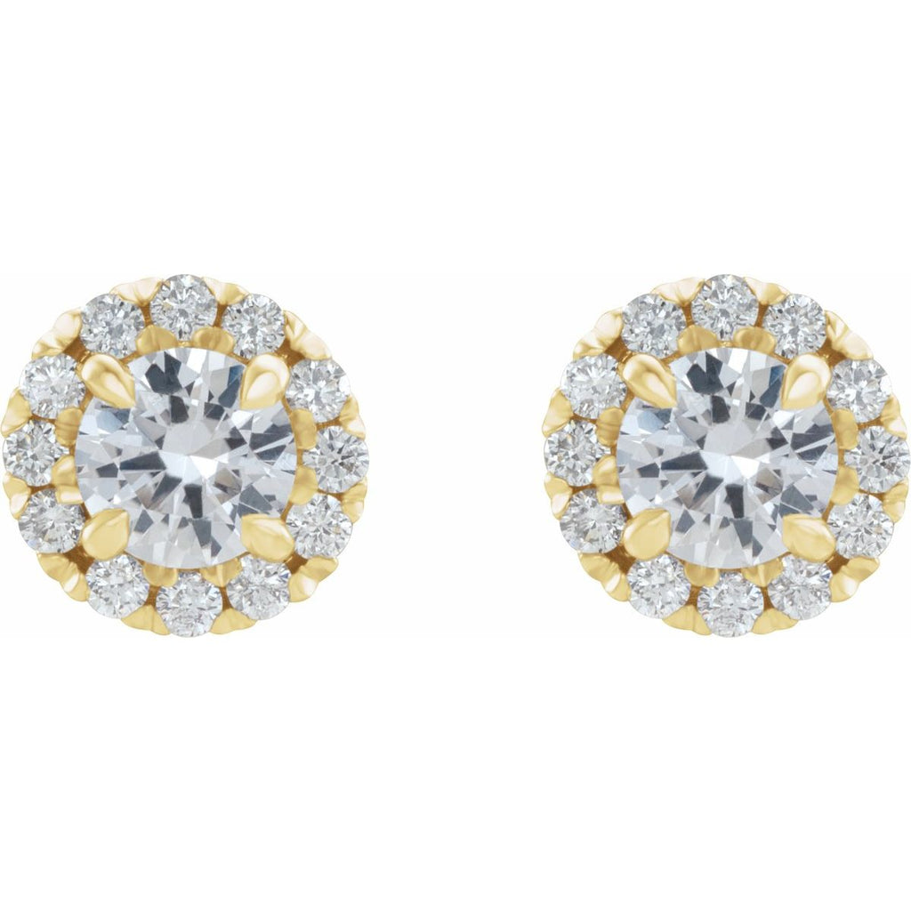 1 1/5 CTW Natural Diamond Halo-Style Earrings in 14k yellow gold