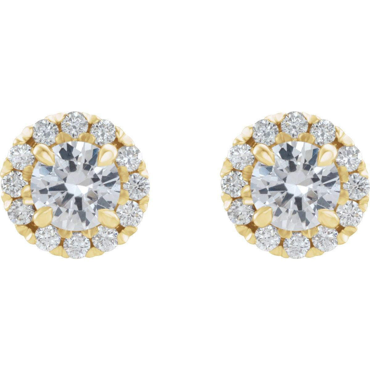 1 1/5 CTW Natural Diamond Halo-Style Earrings in 14k yellow gold