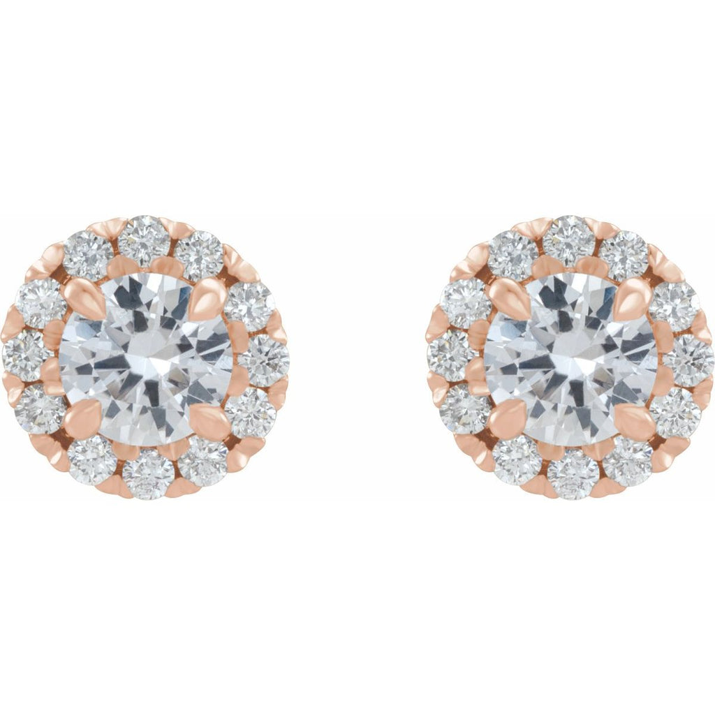 1 1/5 CTW Natural Diamond Halo-Style Earrings in 14k rose gold