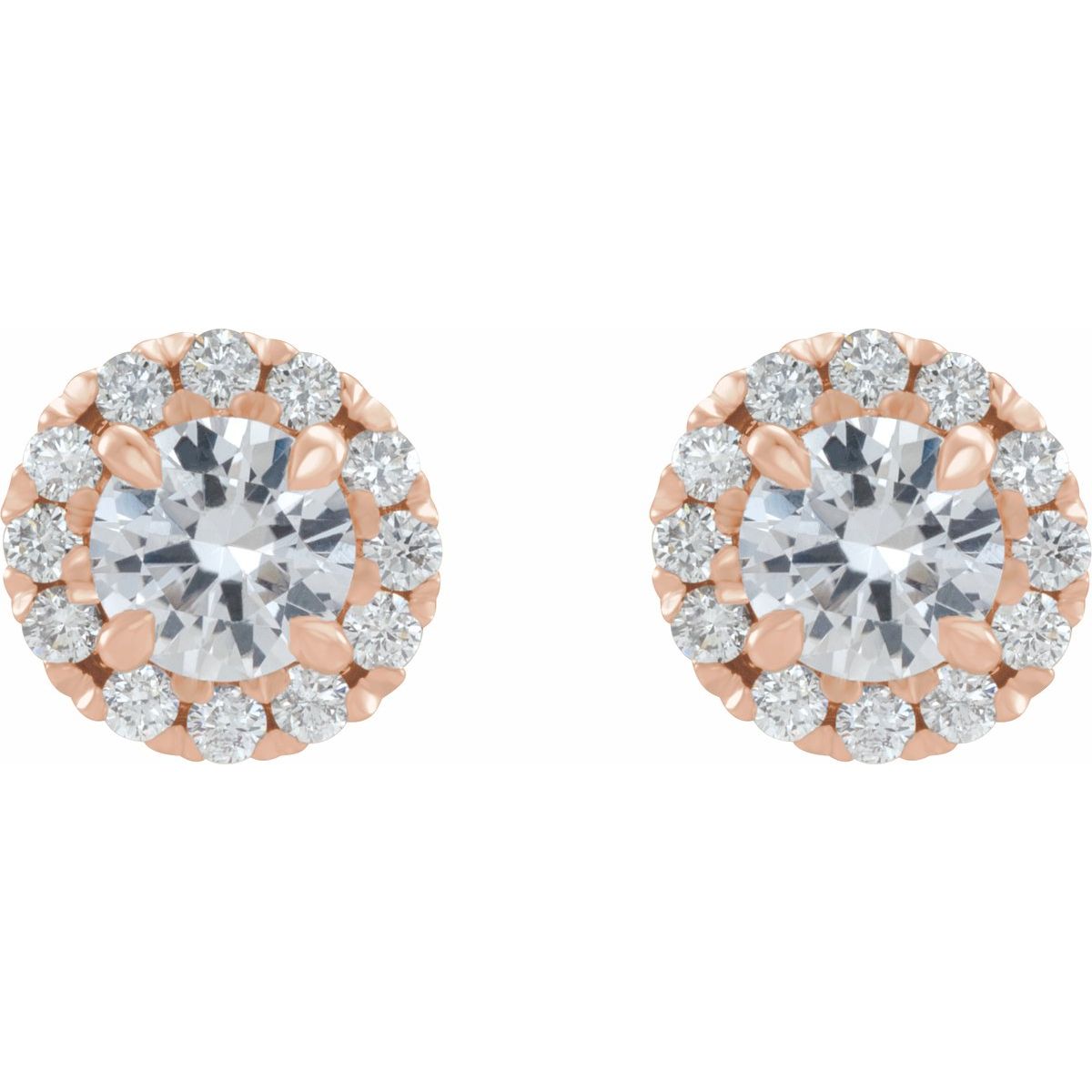1 1/5 CTW Natural Diamond Halo-Style Earrings in 14k rose gold