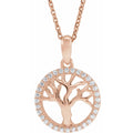1/5 CTW Natural Diamond Tree Of Life Necklace in 14k rose gold