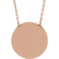 Engravable Disc Necklace in 14k rose gold