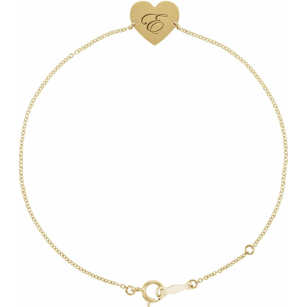 Engravable Heart Bracelet in 14k yellow gold