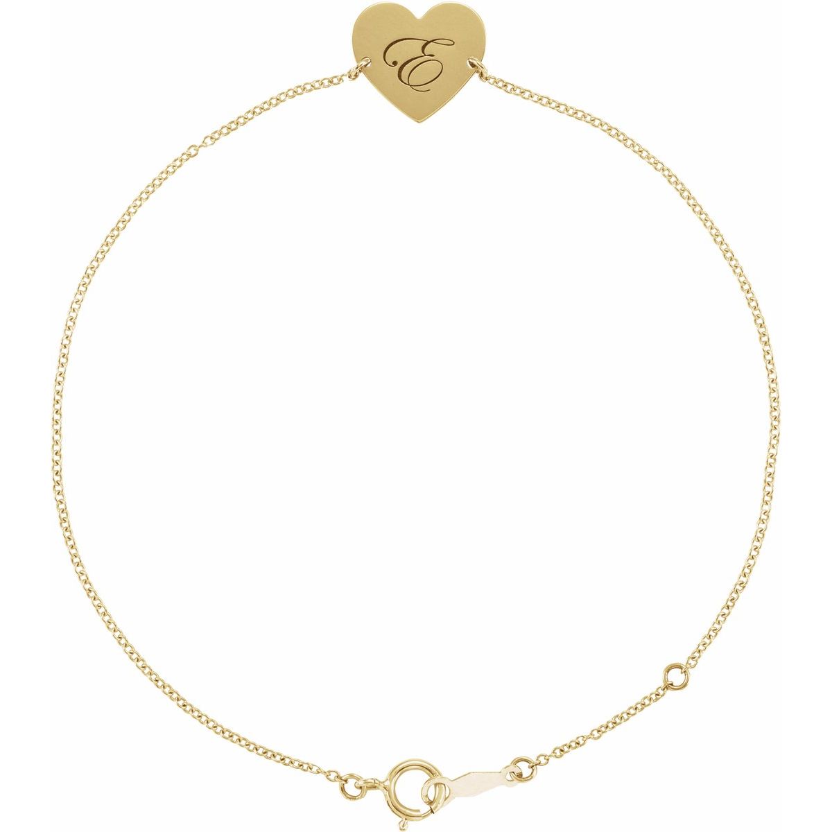 Engravable Heart Bracelet in 14k yellow gold