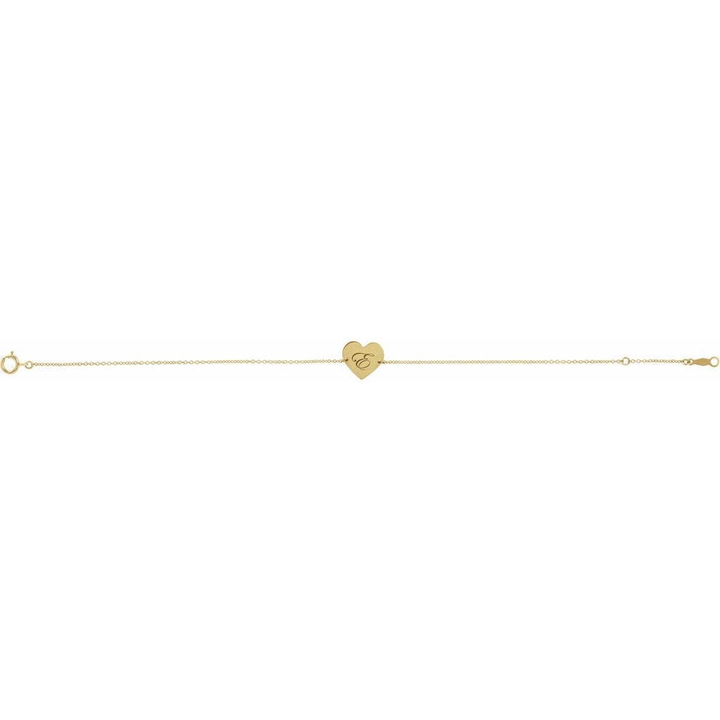 Engravable Heart Bracelet in 14k yellow gold