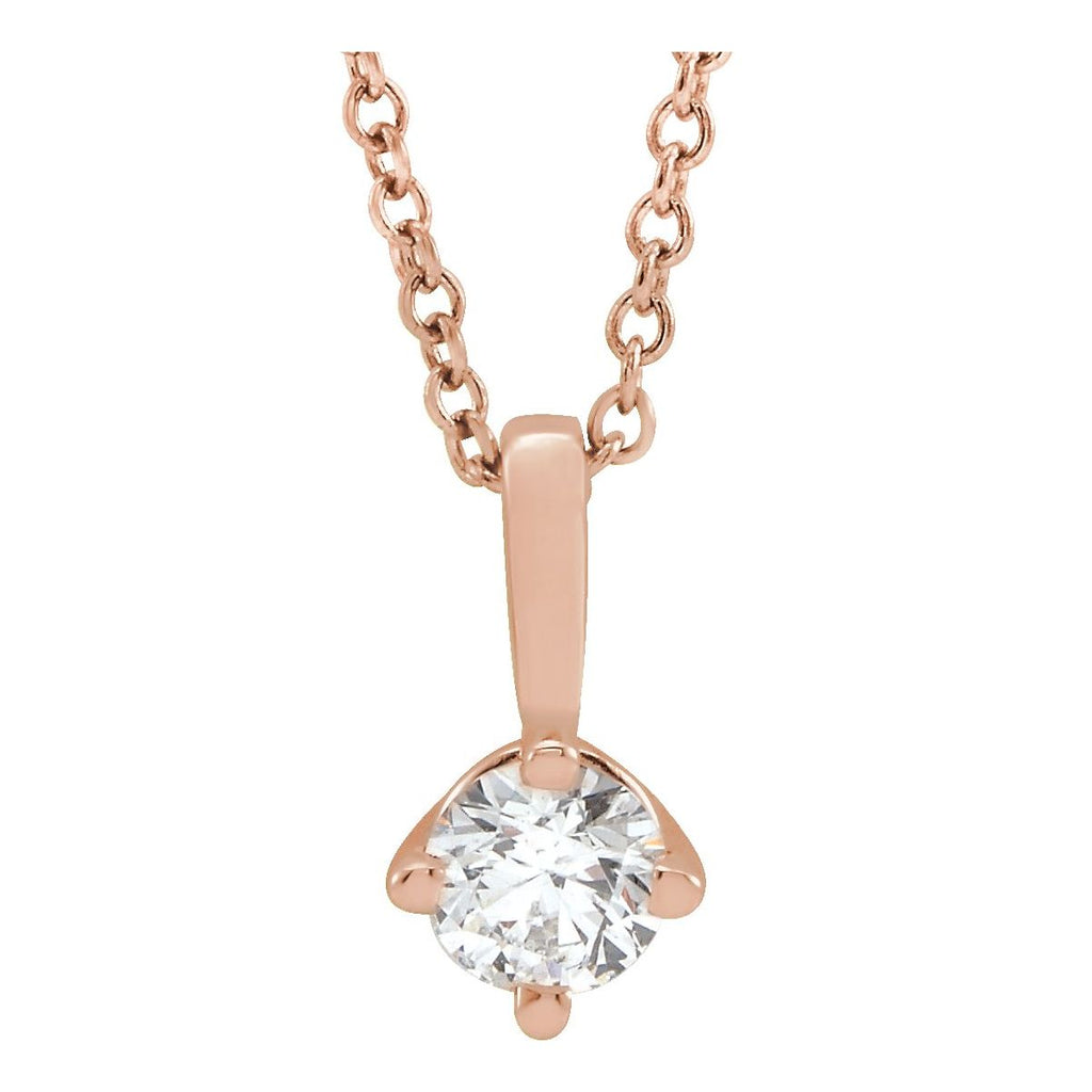 1/4 CT Natural Diamond Solitaire Necklace in 14k rose gold