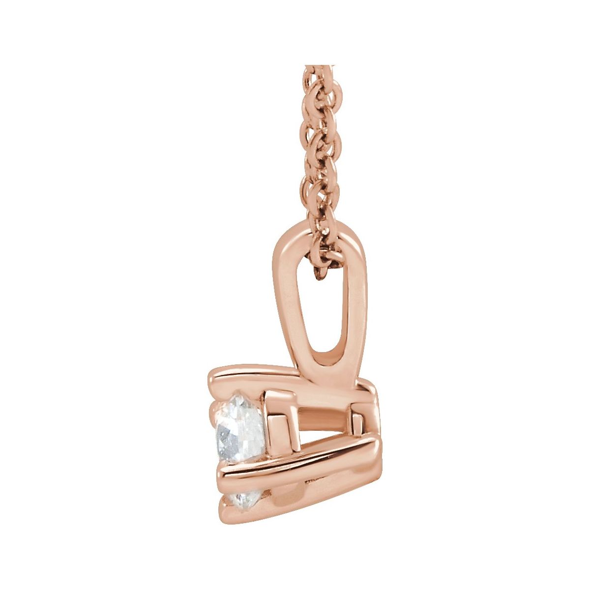 1/4 CT Natural Diamond Solitaire Necklace in 14k rose gold