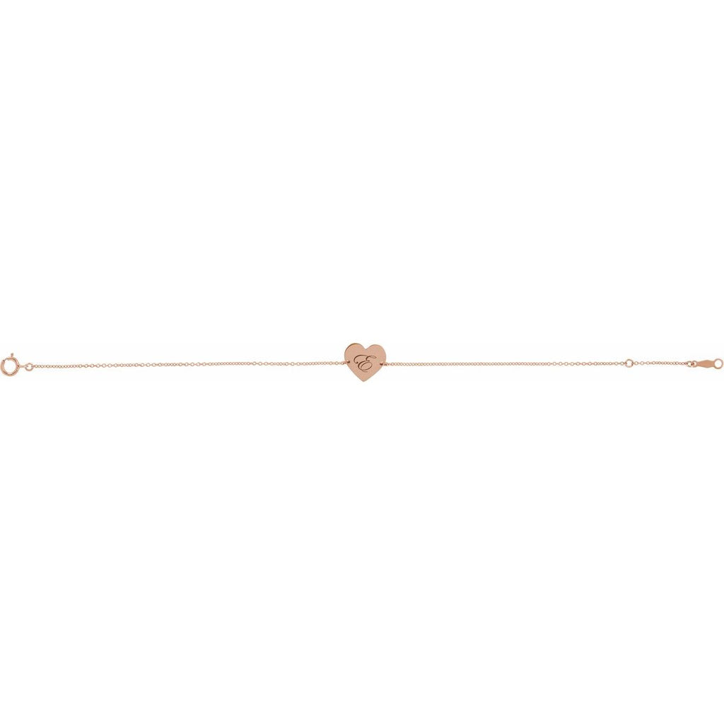 Engravable Heart Bracelet in 14k rose gold