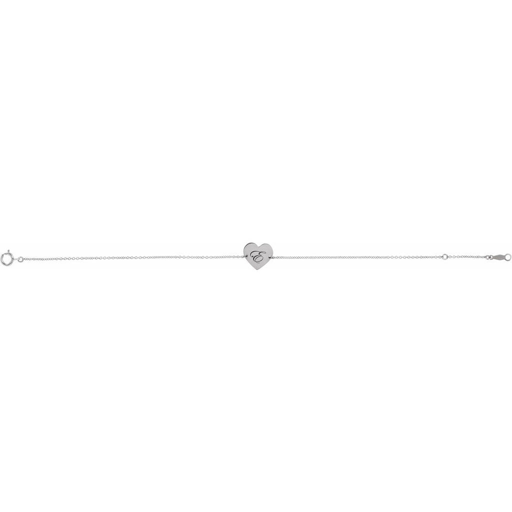 Engravable Heart Bracelet in 14k white gold