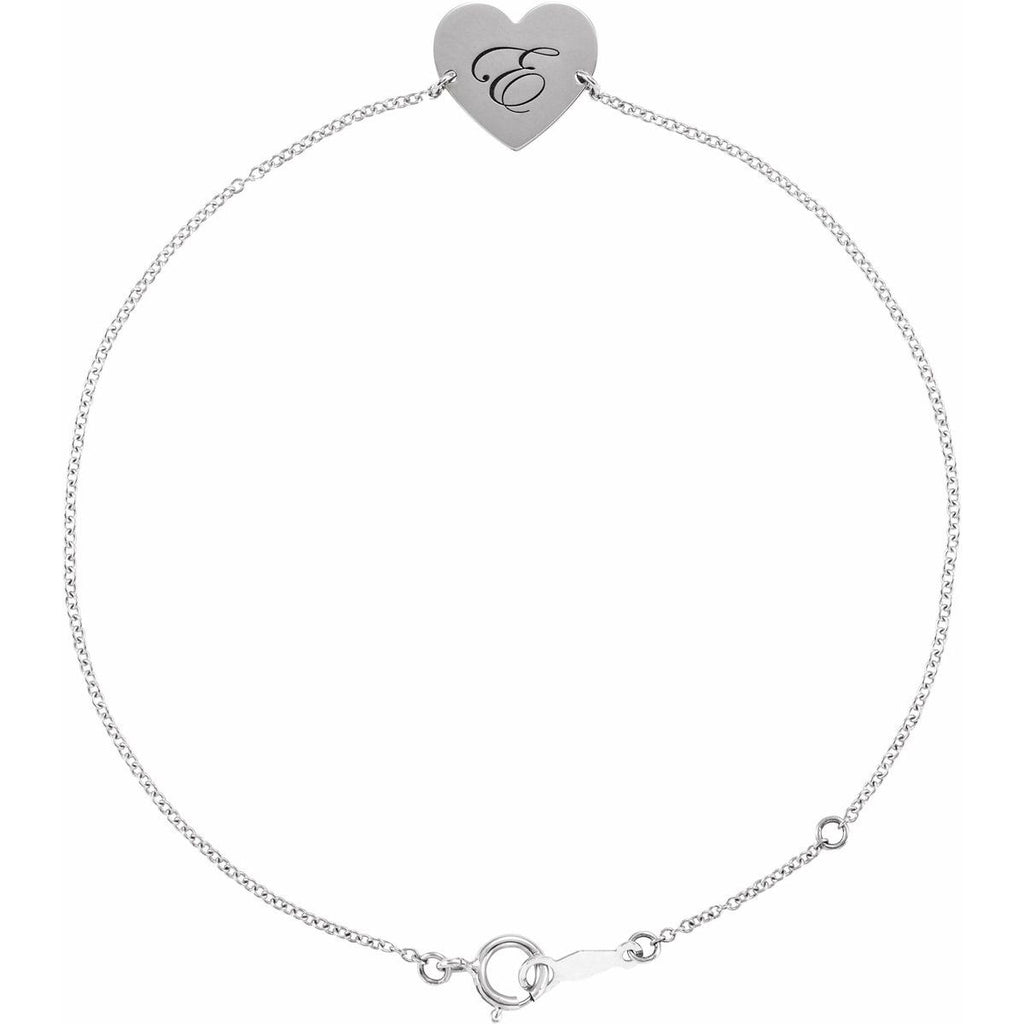 Engravable Heart Bracelet in 14k white gold