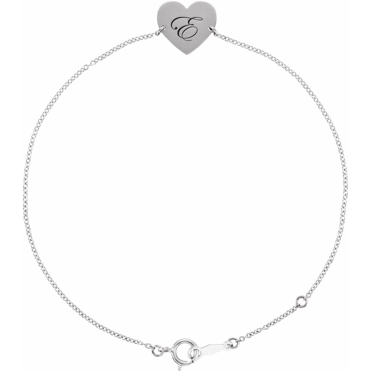 Engravable Heart Bracelet in 14k white gold