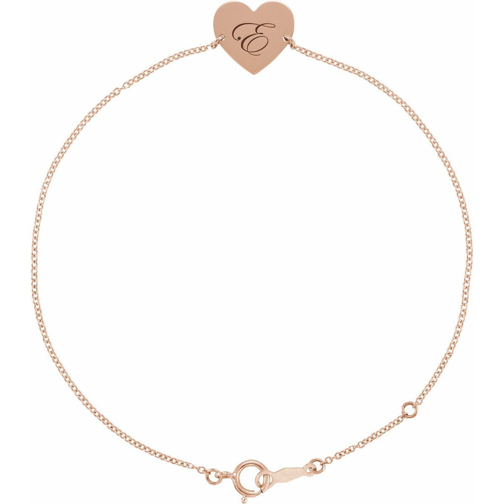 Engravable Heart Bracelet in 14k rose gold