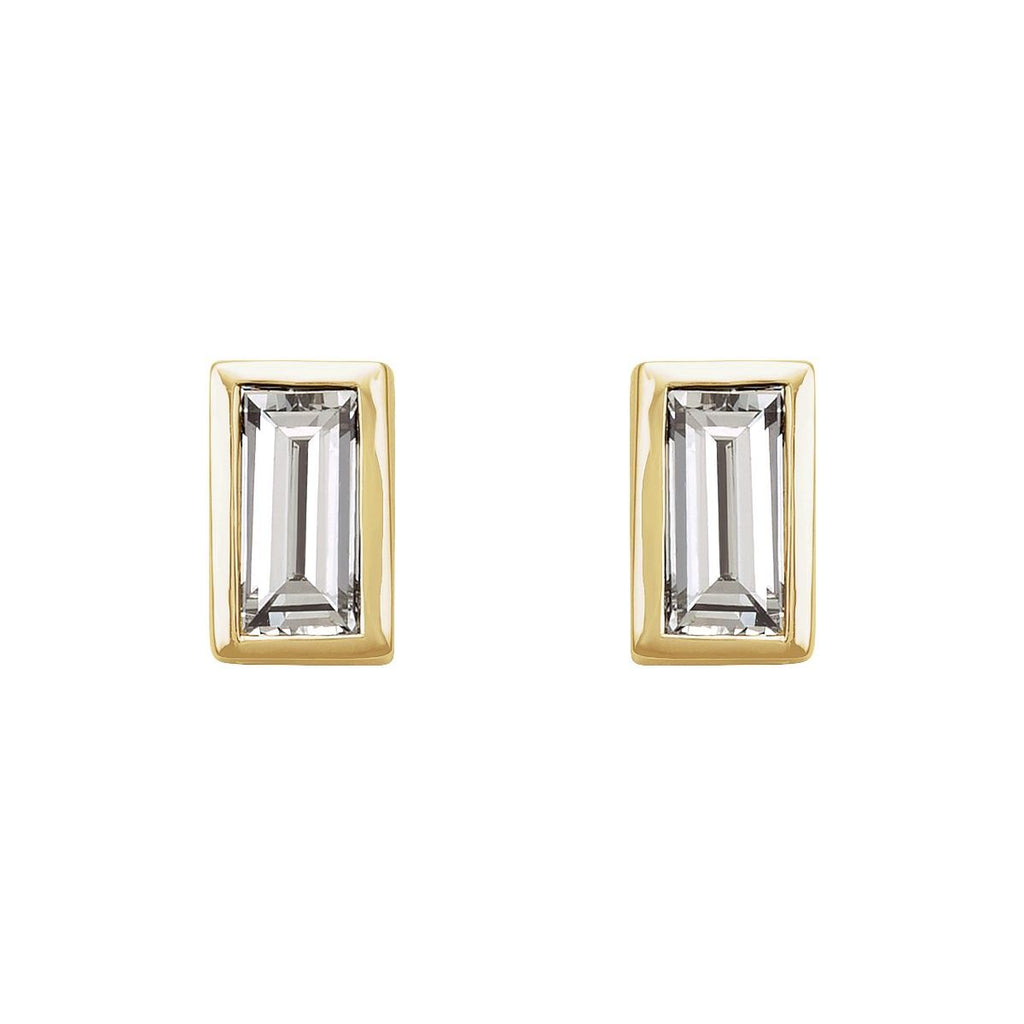 .08 CTW Natural Diamond Bezel-Set Earrings in 14k yellow gold