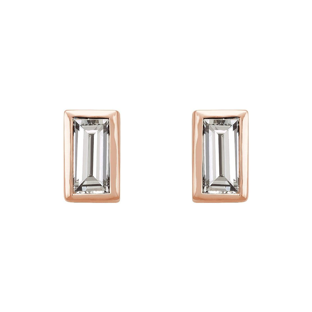 .08 CTW Natural Diamond Bezel-Set Earrings in 14k rose gold