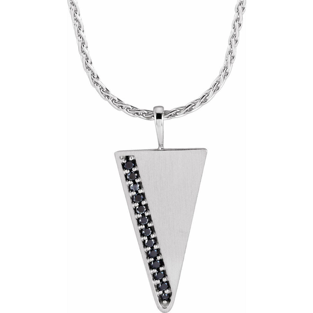 1/6 CTW Natural Black Diamond Triangle Necklace in 14k white gold