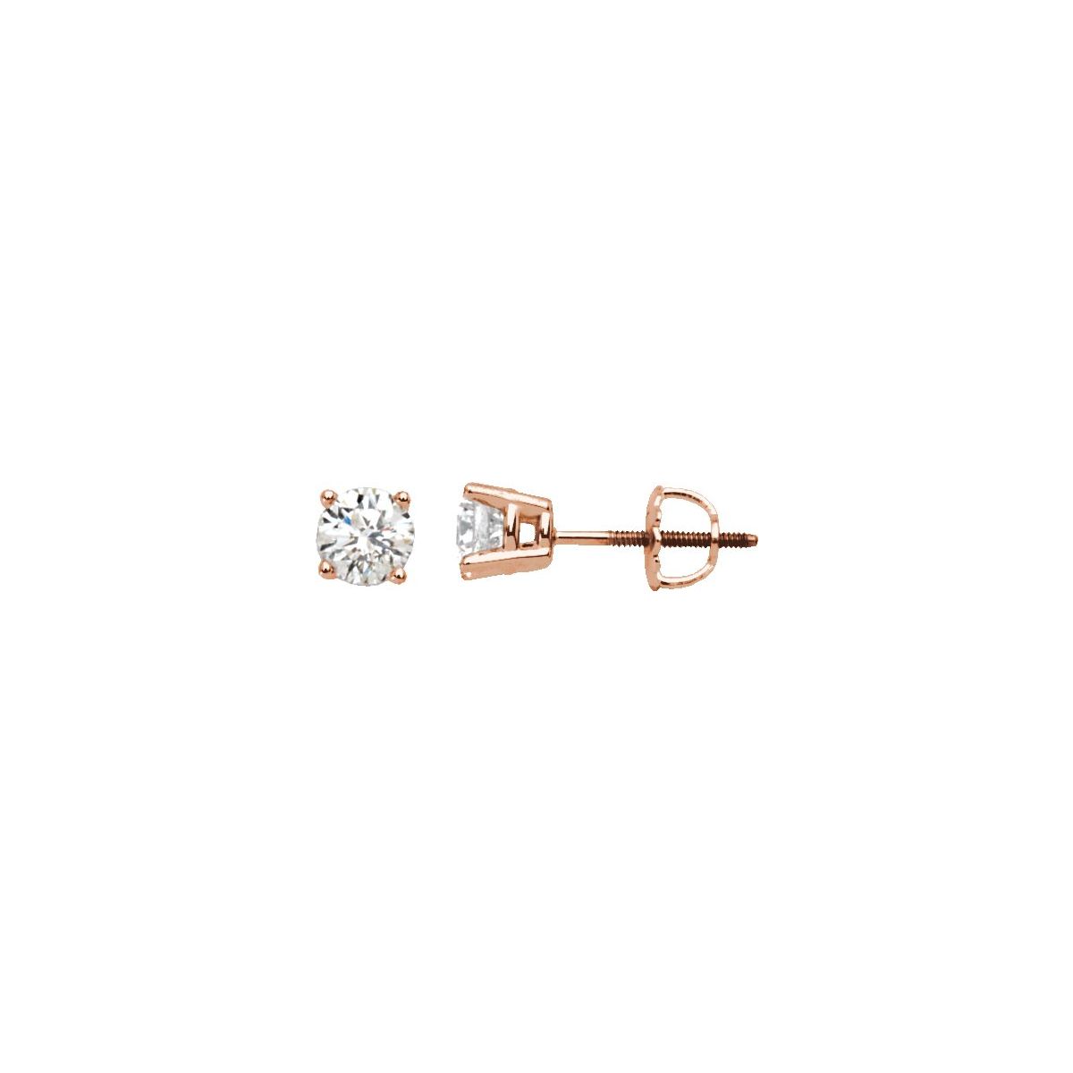 1/2 CTW Natural Diamond Stud Earrings in 14k rose gold
