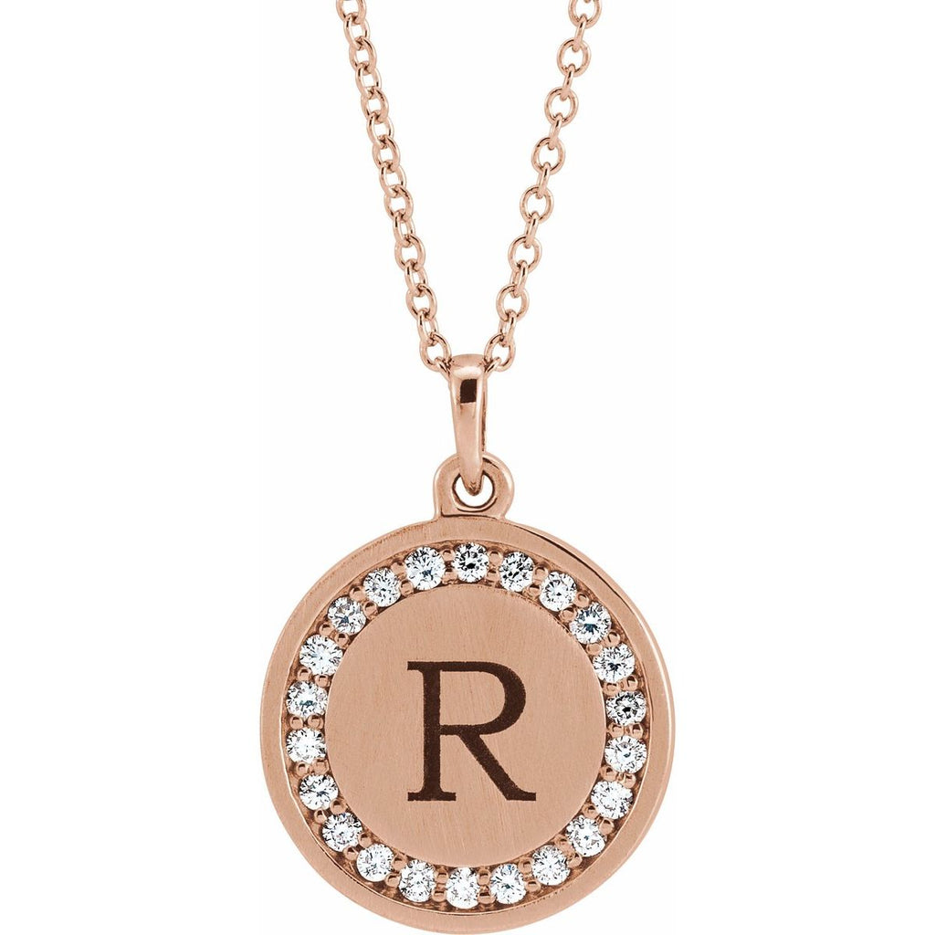 1/5 CTW Natural Diamond Engravable Necklace in 14k rose gold