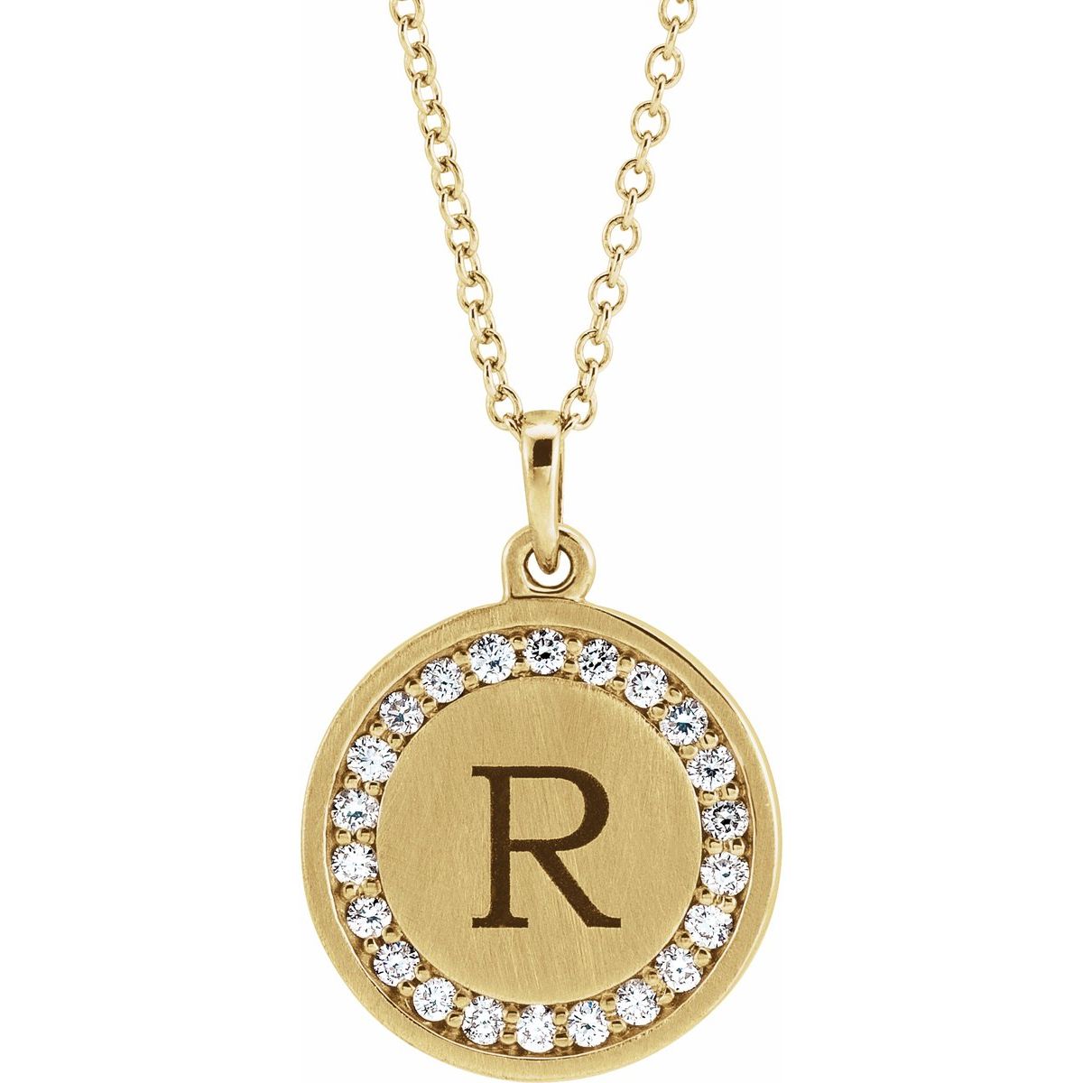 1/5 CTW Natural Diamond Engravable Necklace in 14k yellow gold