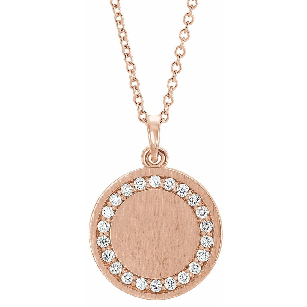1/5 CTW Natural Diamond Engravable Necklace in 14k rose gold
