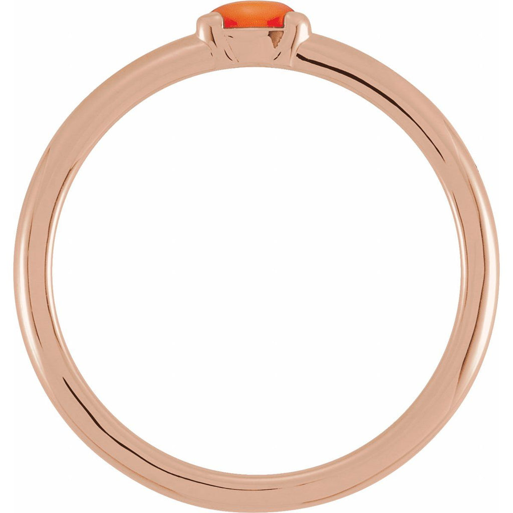 Natural Pink Coral Stackable Ring in 14k rose gold