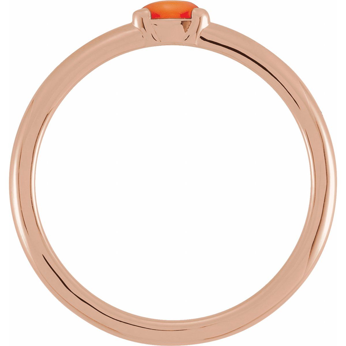 Natural Pink Coral Stackable Ring in 14k rose gold