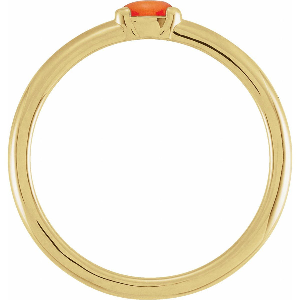 Natural Pink Coral Stackable Ring in 14k yellow gold