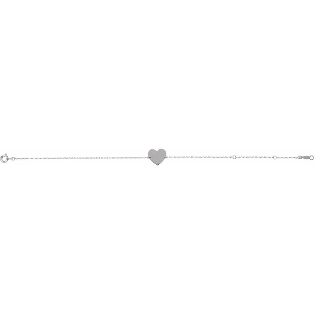 Engravable Heart Bracelet in 14k white gold