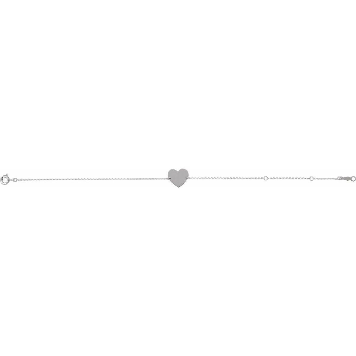 Engravable Heart Bracelet in 14k white gold