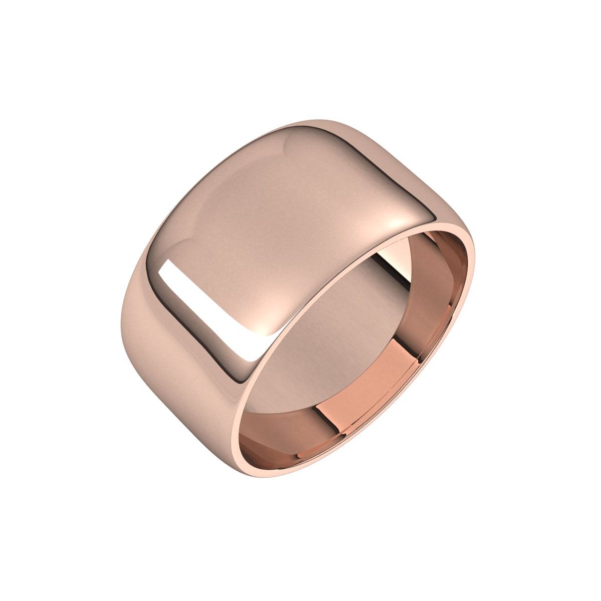 10 mm Lightweight Half Round Band in 14k rose gold