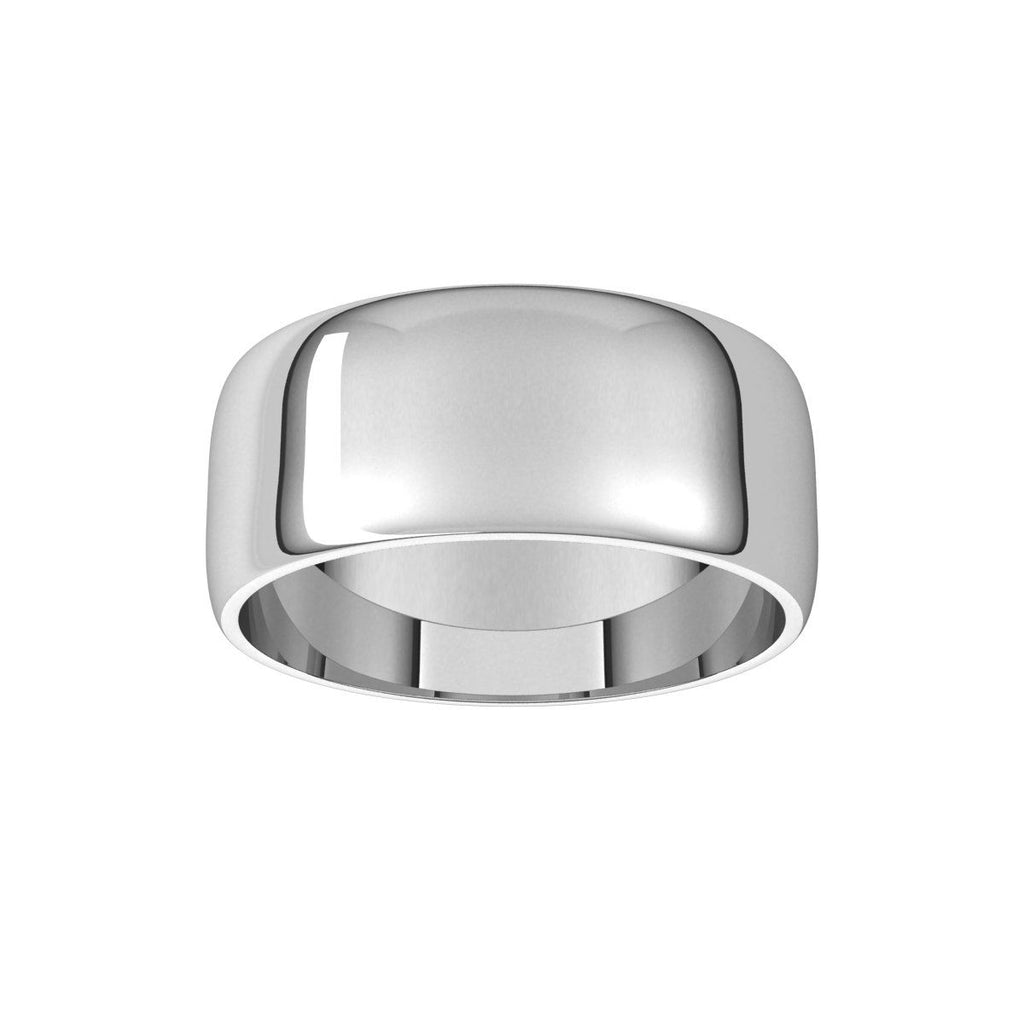8 mm Lightweight Half Round Band in 14k white gold