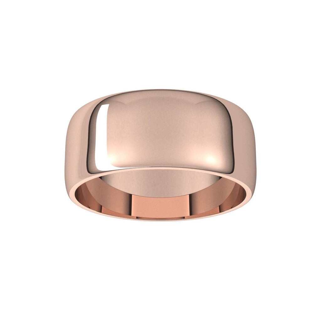 8 mm Lightweight Half Round Band in 14k rose gold