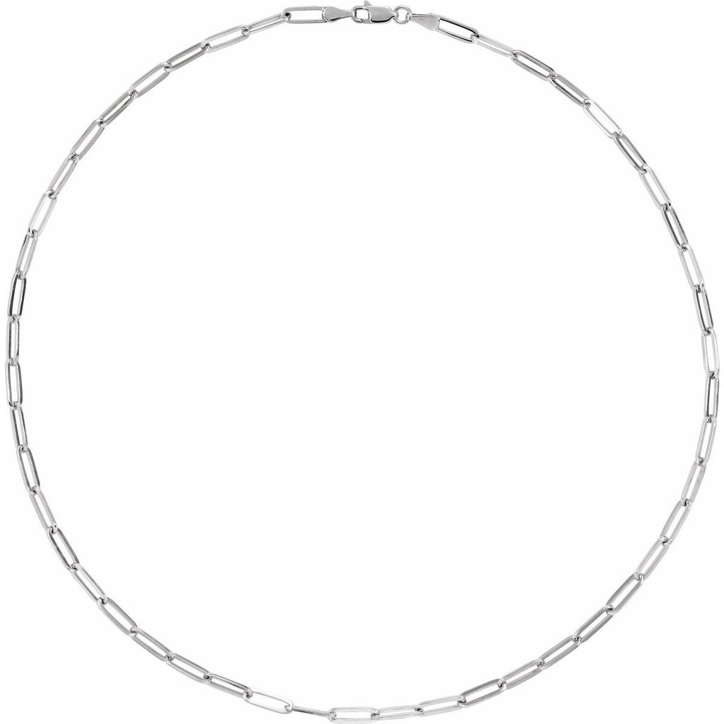3.85 mm Paperclip-Style Chain in 14k white gold