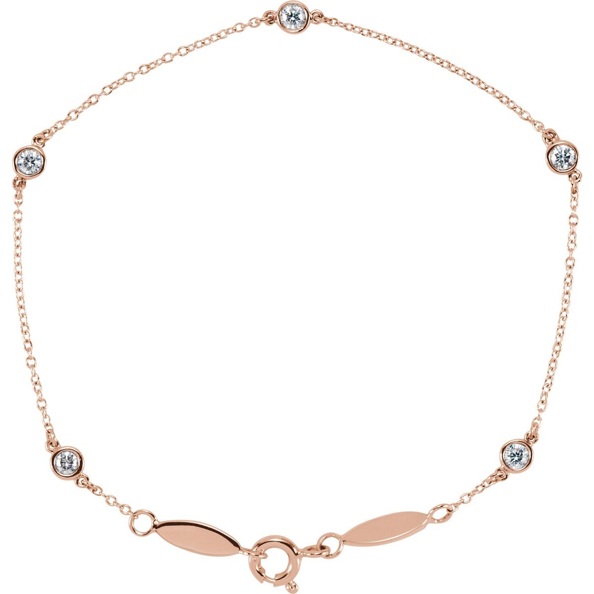 1/3 CTW Lab-Grown Diamond Bezel-Set Station Bracelet in 14k rose gold