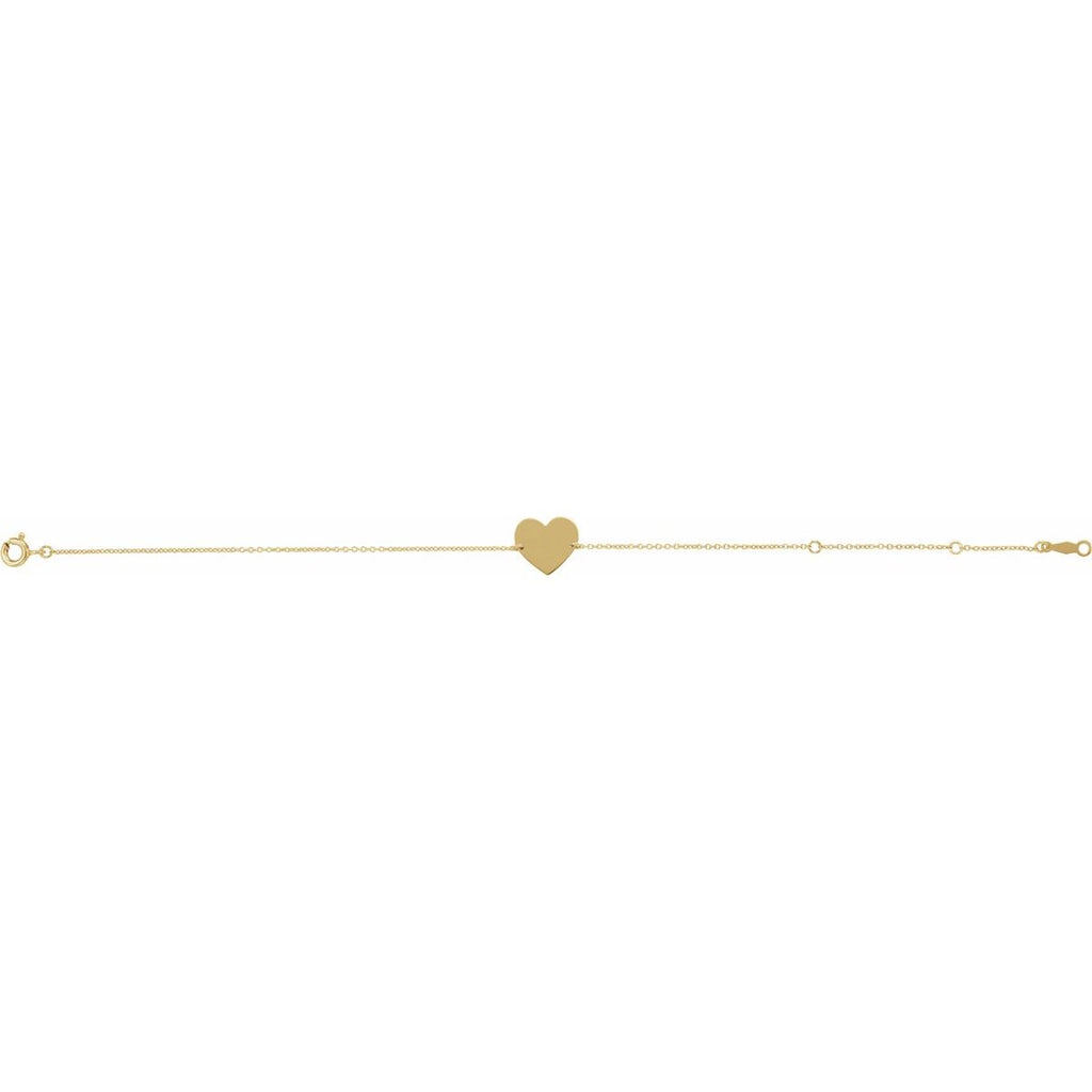 Engravable Heart Bracelet in 14k yellow gold