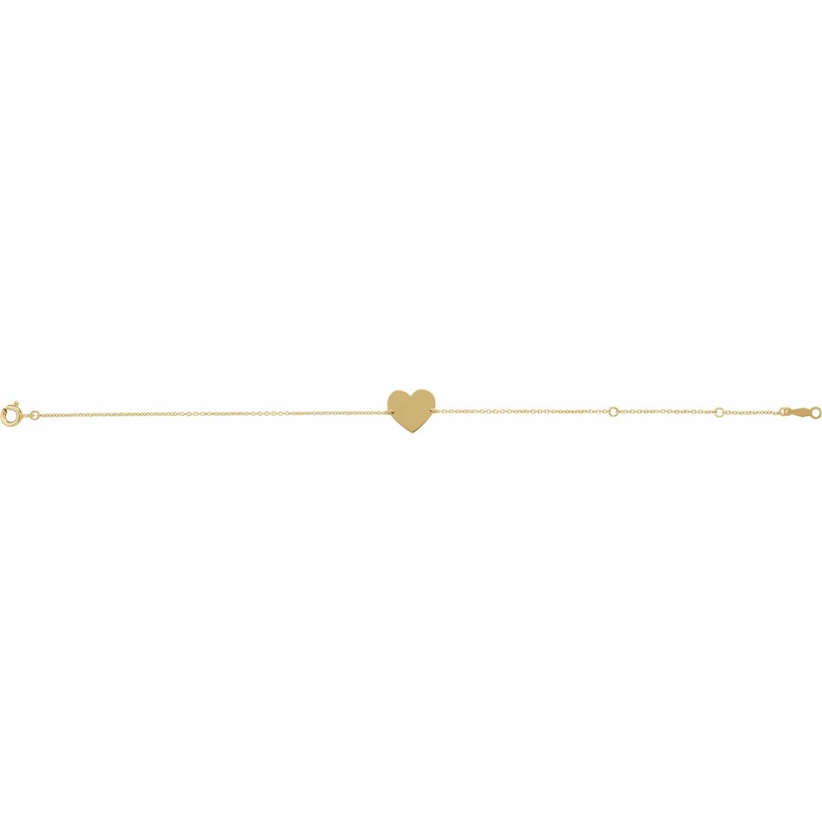 Engravable Heart Bracelet in 14k yellow gold