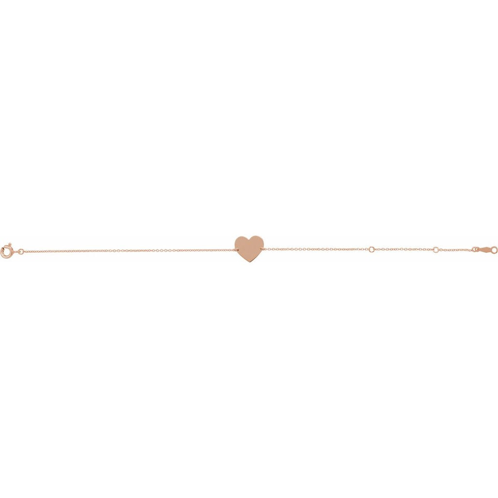 Engravable Heart Bracelet in 14k rose gold