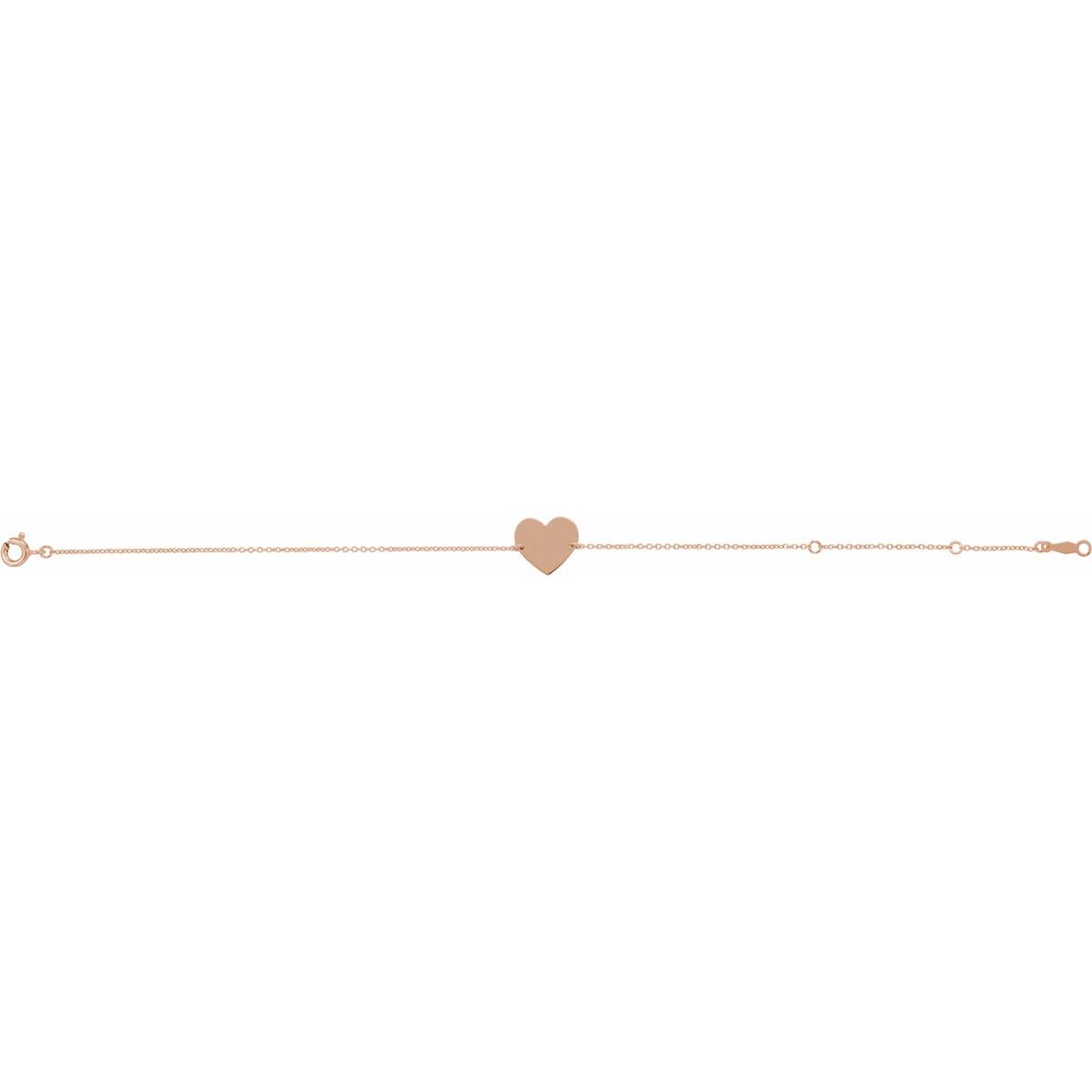 Engravable Heart Bracelet in 14k rose gold