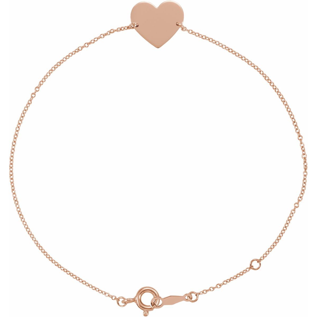 Engravable Heart Bracelet in 14k rose gold