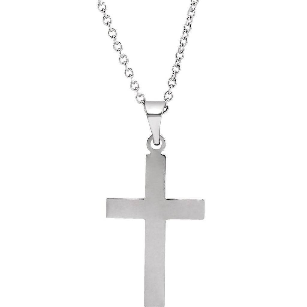 25.9x12 mm Cross Necklace in 14k white gold